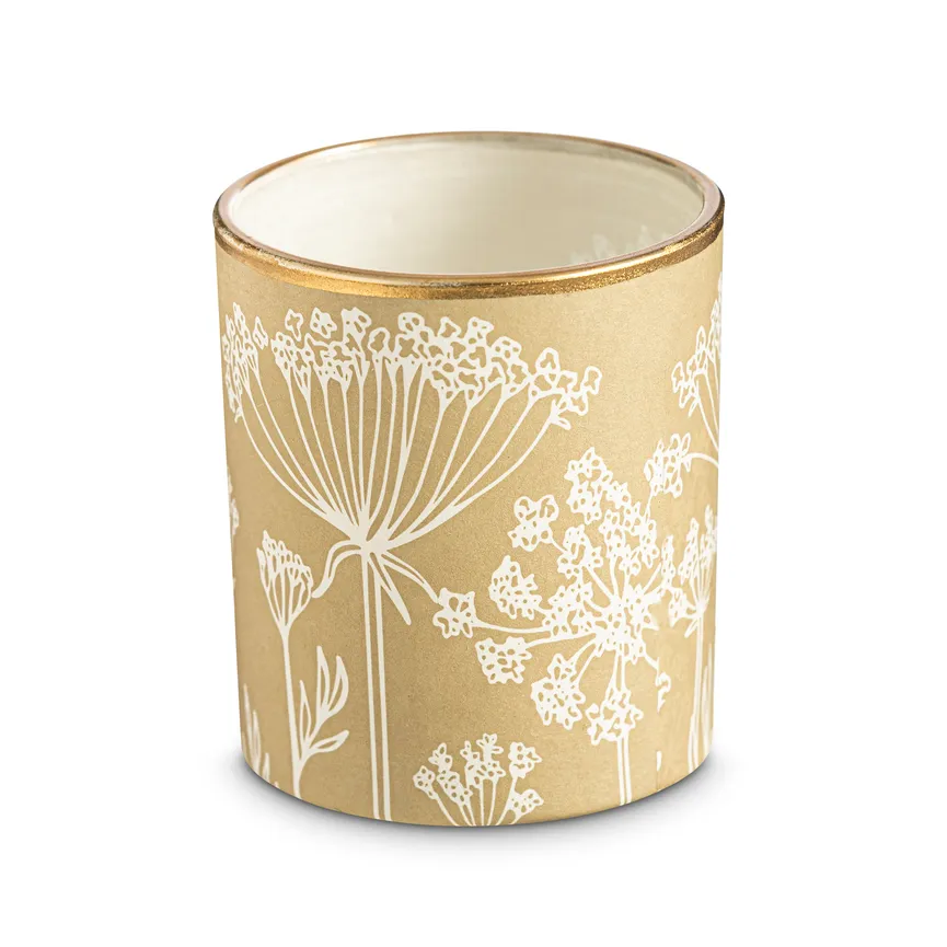 Teelichtglas "Blumen" beige hauptaufnahme
