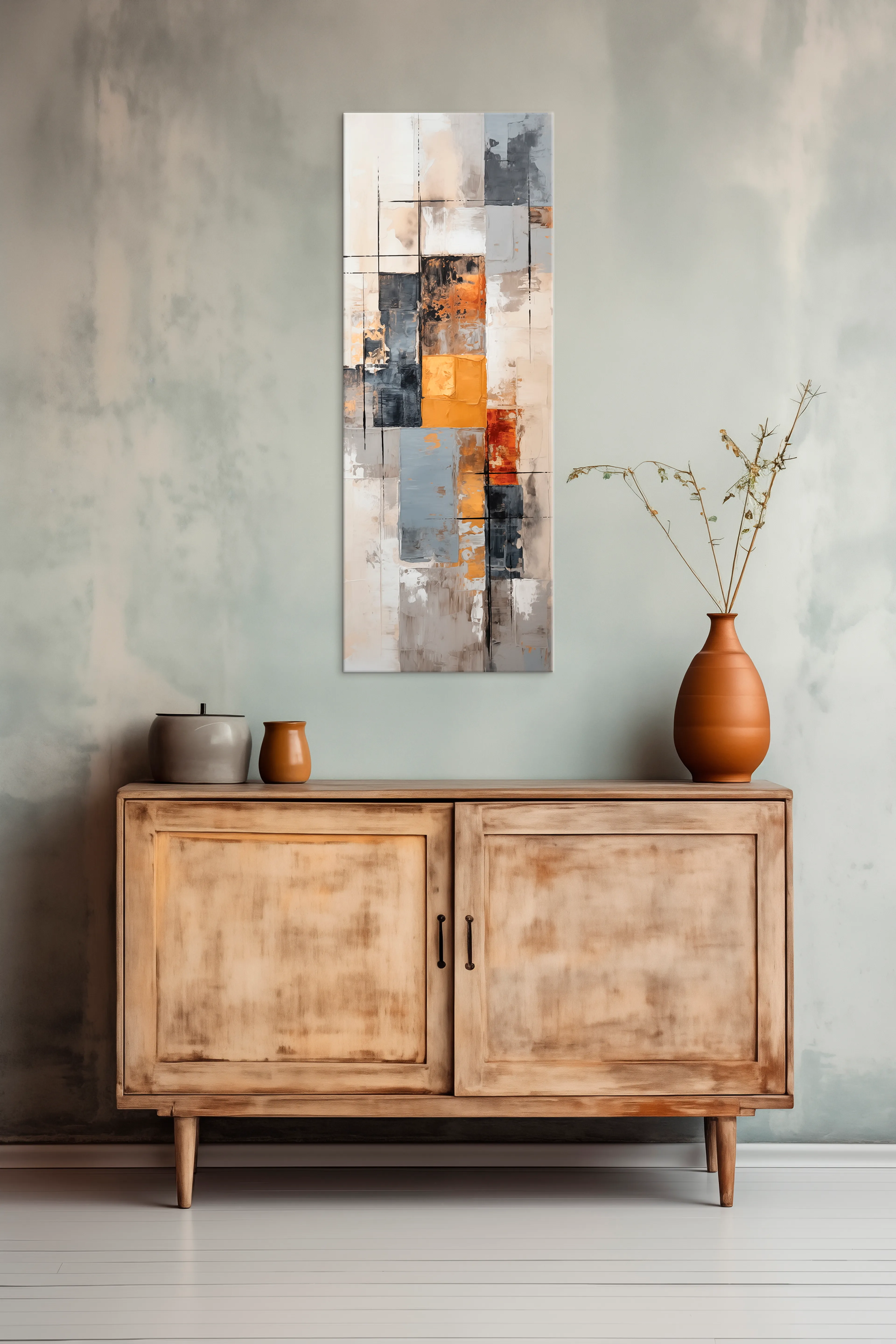 Wandbild 30 x 80 cm Beige, Grey and White V 
