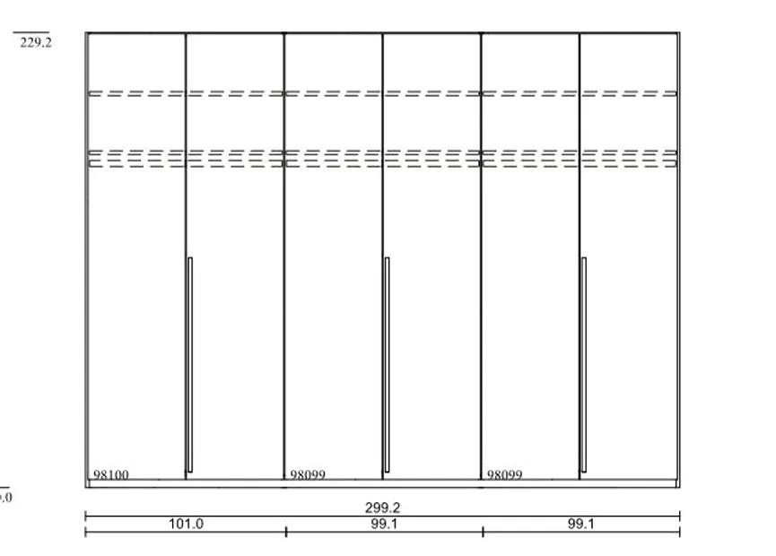 Drehtürenschrank 6-trg. detail