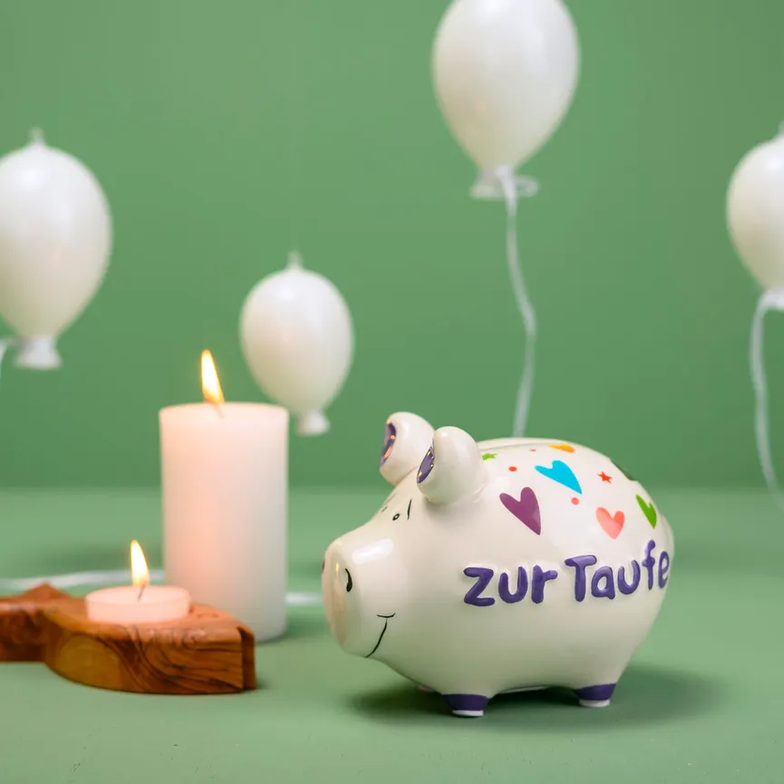 Sparschwein "Zur Taufe" weiß milieu