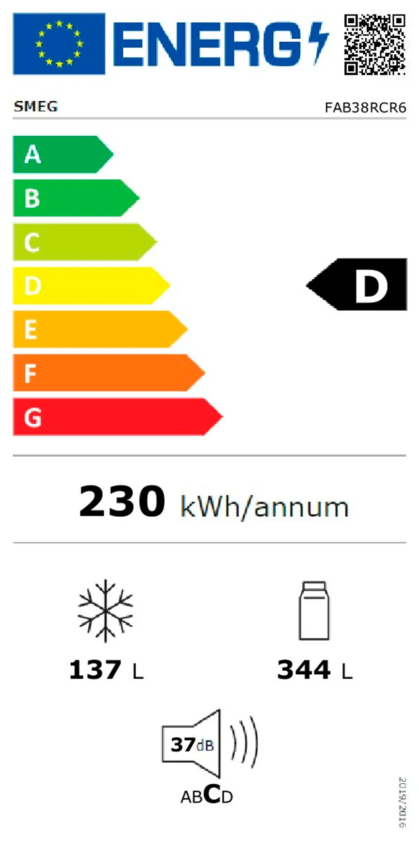 SMEG Kühl-/Gefrierkombination energielabel