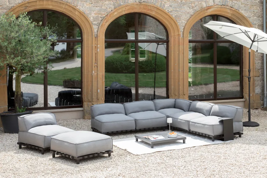 Keramik Tisch 85x85 mid grey detail