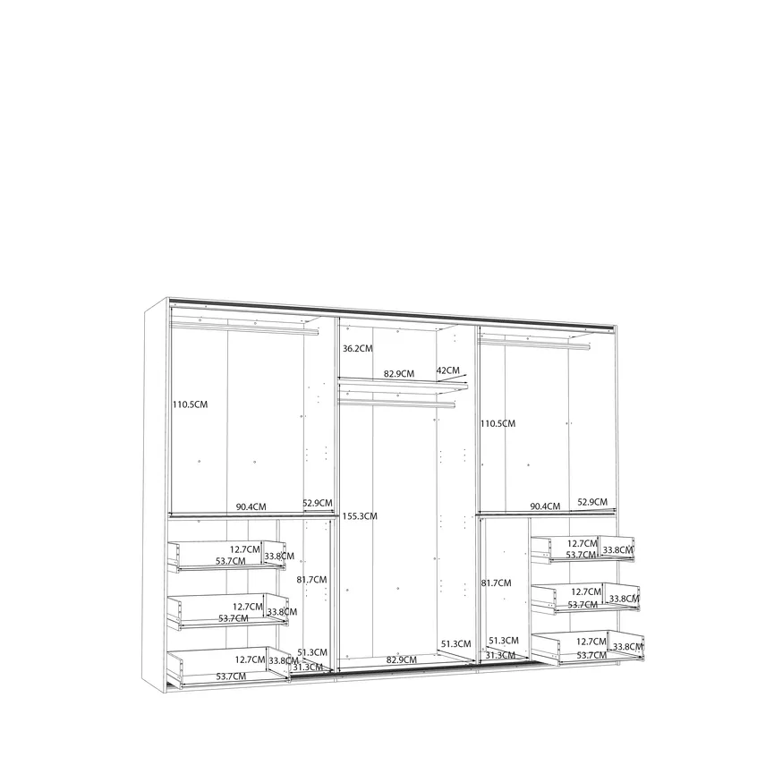 Schwebetürenschrank 2-trg. detail