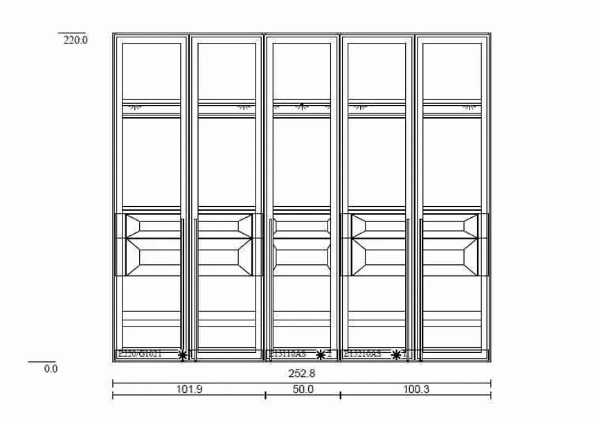 Drehtürenschrank 5-trg. detail