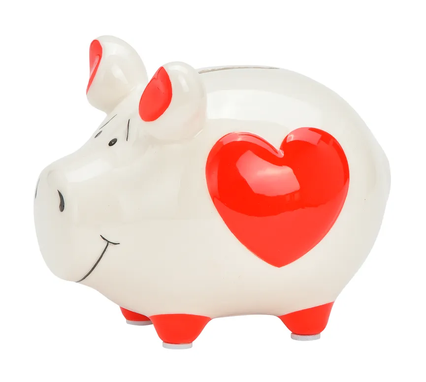 Sparschwein "Herzdekor" weiß hauptaufnahme