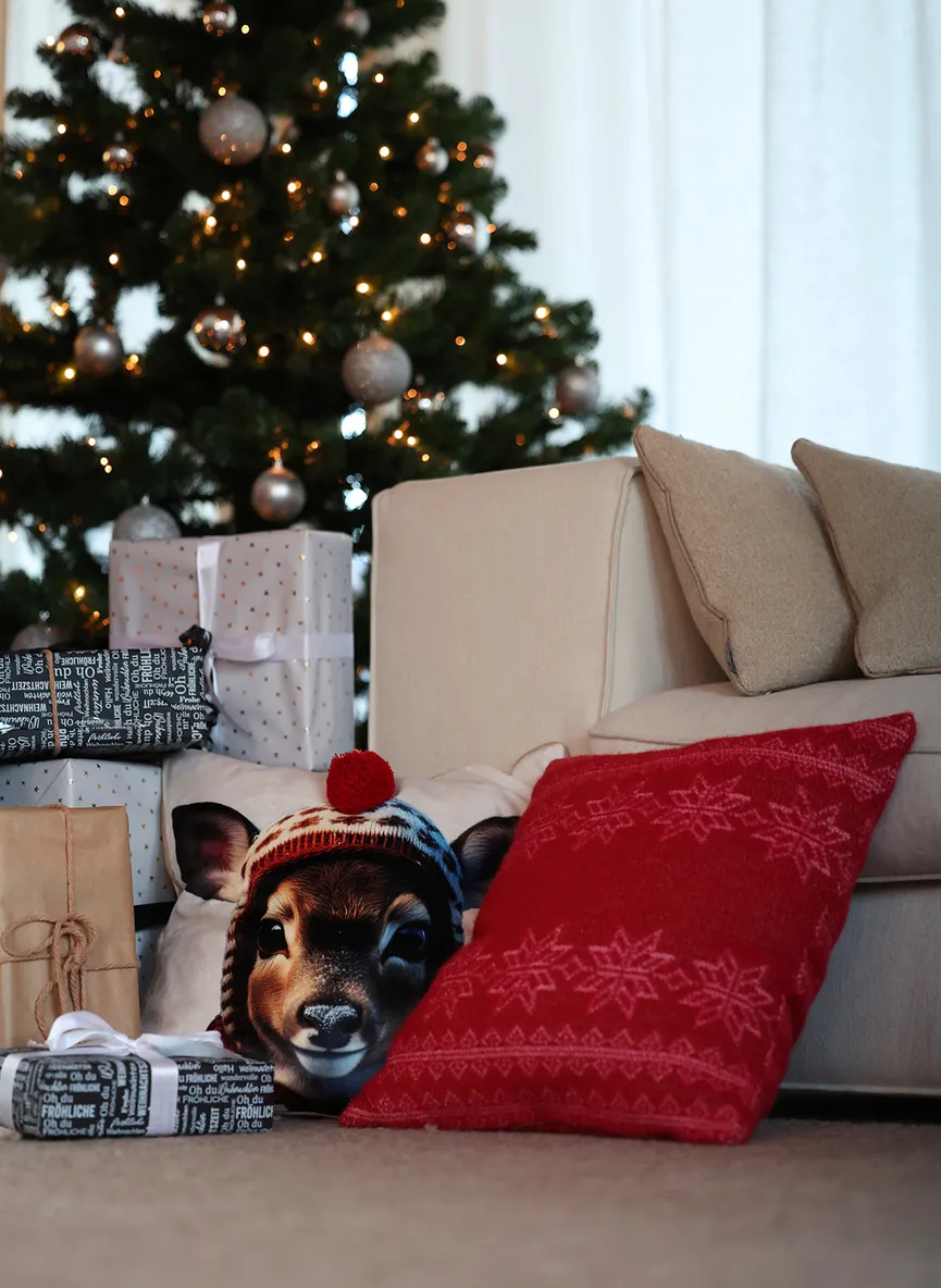 Kissen "Winter Animal" Bambi milieu