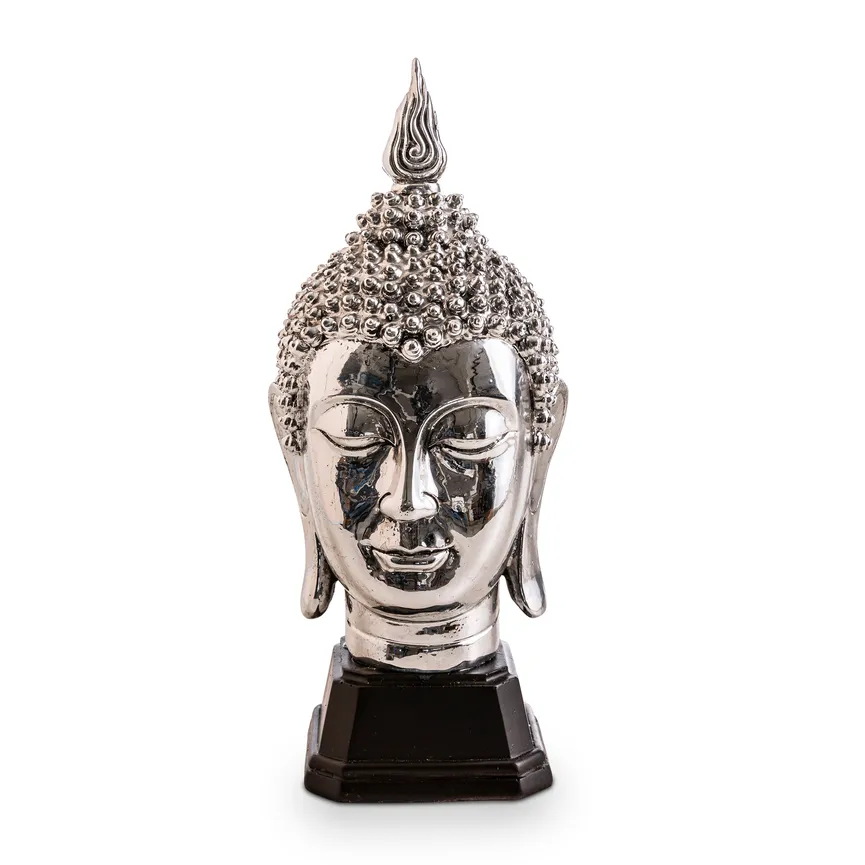 Figur "Buddhakopf" silber detail