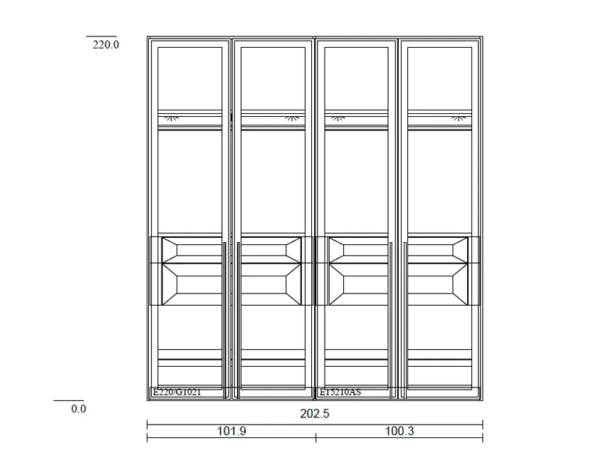 Drehtürenschrank 4-trg. detail
