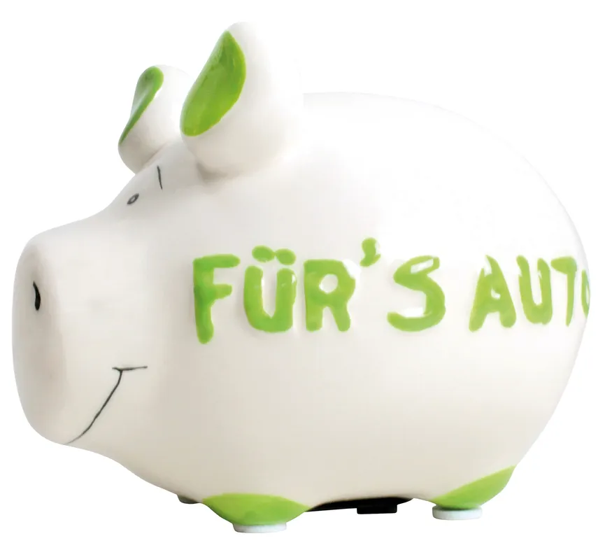 Sparschwein "Fürs Auto" weiß hauptaufnahme
