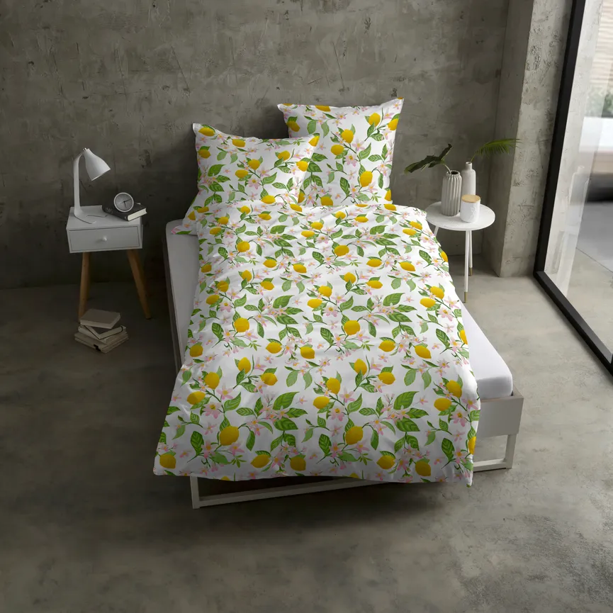 Satin-Bettw. Lemon 135x200 milieu
